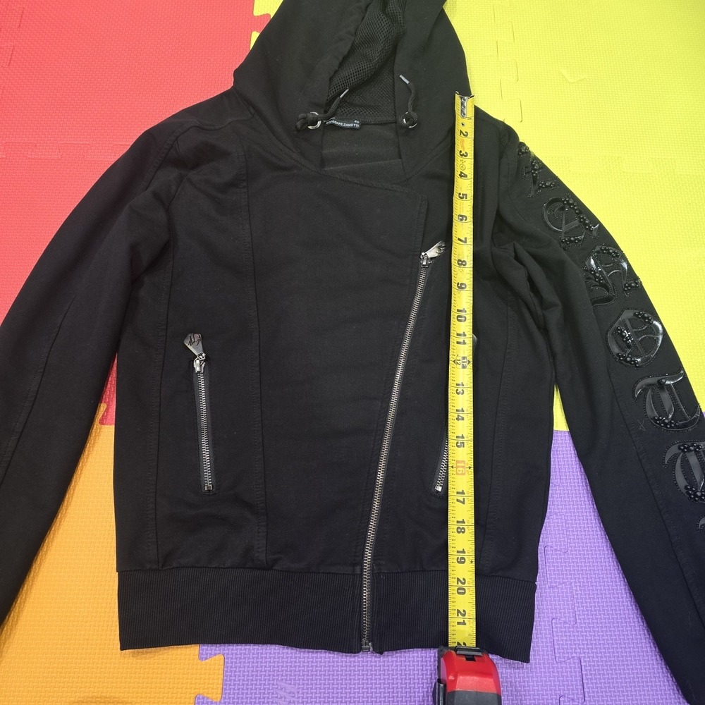 Giuseppe Zanotti Asymmetric Zip Biker Hoodie Jacket | Size 40 S | Beaded...